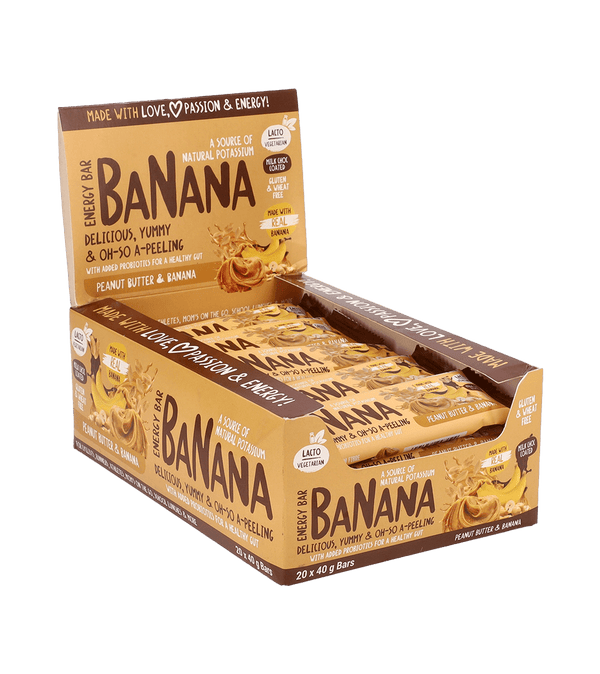 Banana Energy Bars - Peanut Butter & Banana (20 x 40g Bars) - Pink Dahlia