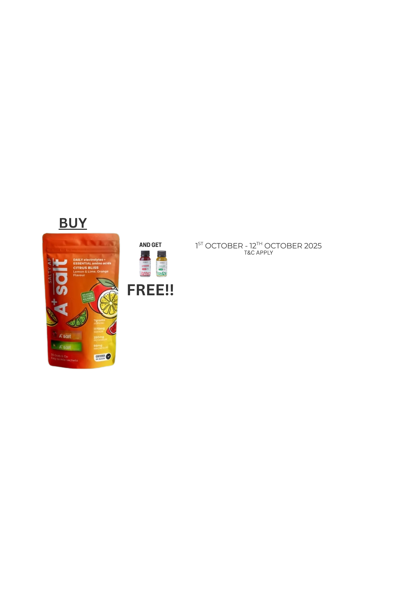 Promotion - Buy A+Salt and get 2 x 50ml Manipura Gut Shots
