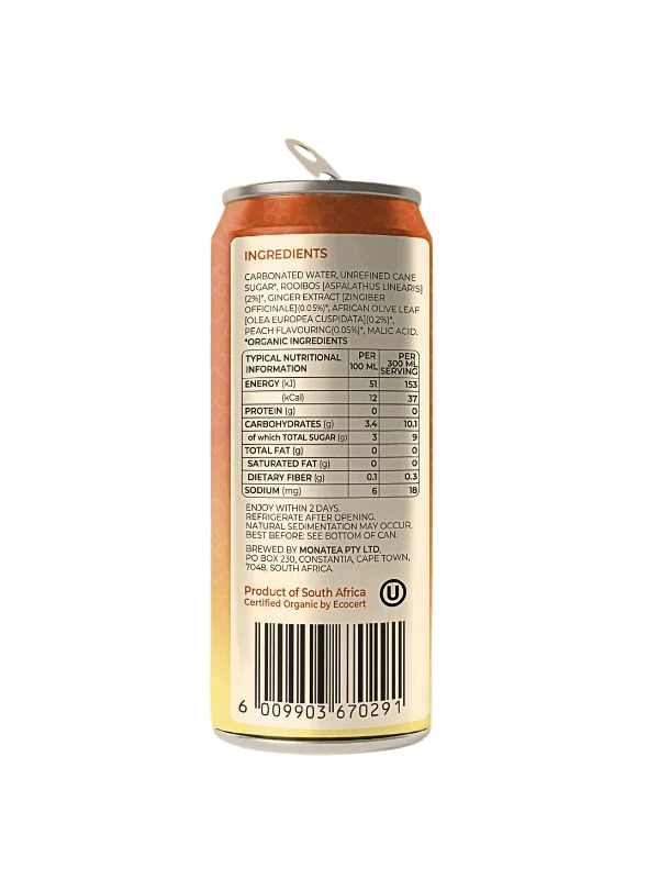 Monatea - Ginger Peach & African Olive Leaf (Lightly Sweetened)