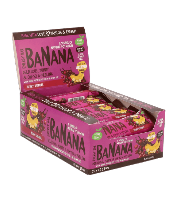 Banana Energy Bars - Berry Flavour (20 x 40g Bars) - Pink Dahlia