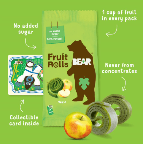 Bear Fruit Rolls - Apple (Pack of 18 x 20g packets) - Pink Dahlia