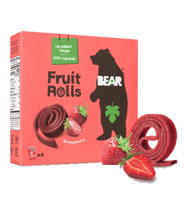 Bear Fruit Rolls - Strawberry (pack of 18 x 20g packets) - Pink Dahlia