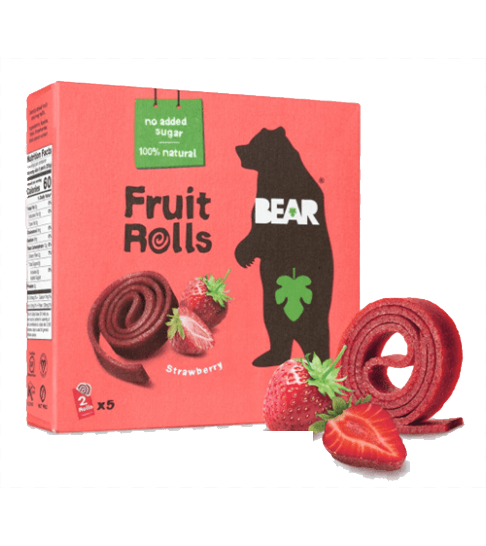 Bear Fruit Rolls - Strawberry (pack of 18 x 20g packets) - Pink Dahlia