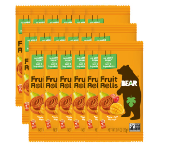 Bear Fruit Rolls  - Mango (box of 18 x 20g packets)