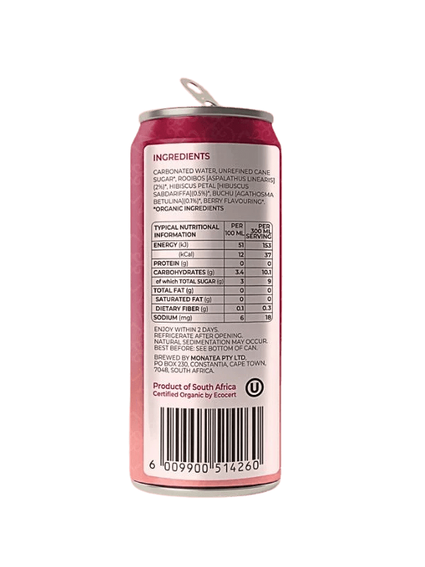 Monatea Hibiscus, Berry & Buchu (Lightly Sweetened) 4 x 300ml (case) - Pink Dahlia