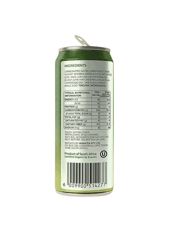 Monatea - Sage, Lime & Cape Mint (Lightly Sweetened) 4 x 300ml (case) - Pink Dahlia