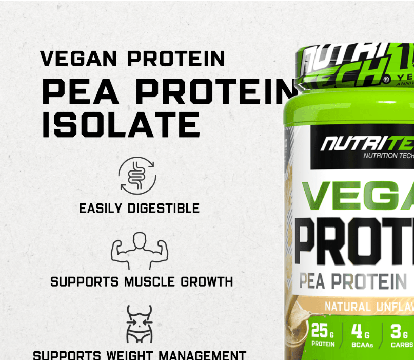 Nutritech 100% Vegan Protein Naturally Unflavoured - 908g - Pink Dahlia