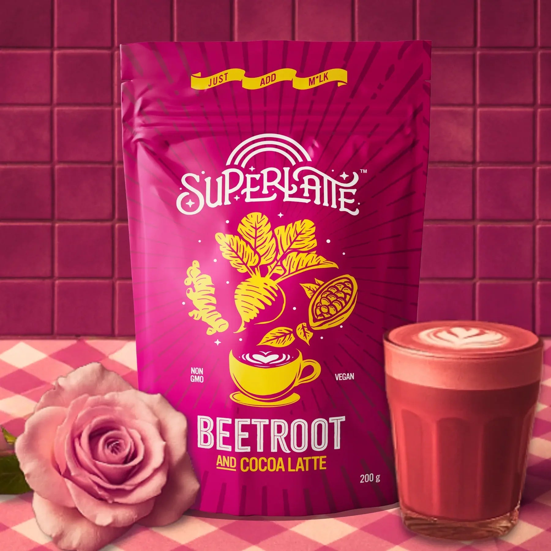 Super Latte - Beetroot and Cocoa 200g - Pink Dahlia